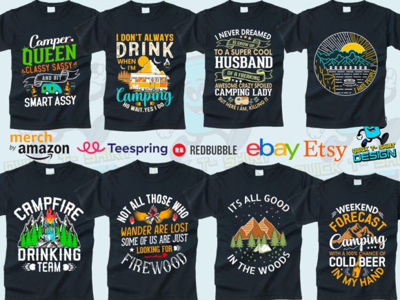 Camping Funny T Shirt Design for Print Templates and Graphics