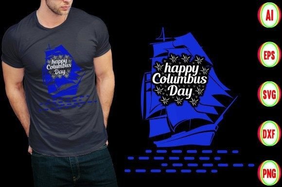 Columbus Day Ship T-shirt Design for Print Templates and Graphics