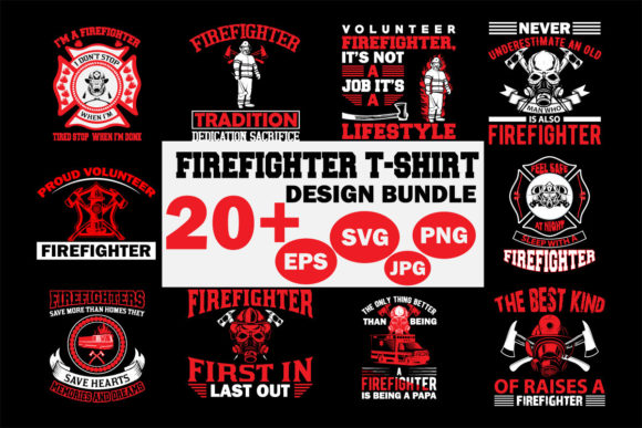 Firefighter T-shirt Design SVG Bundle for Crafting and Graphics