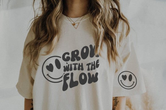 Grow with the Flow Smiley Face Retro Pod Graphics for T-Shirt Designs