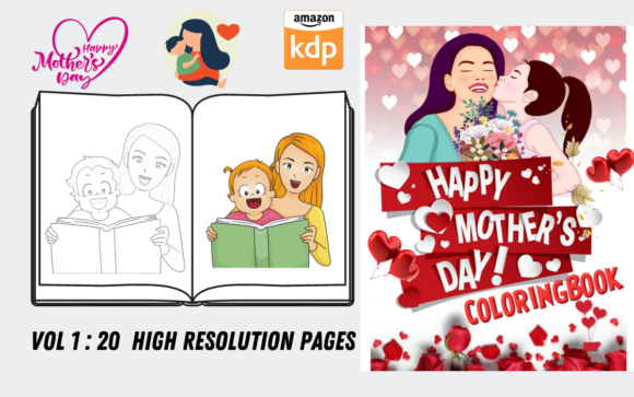 Mothers Day Coloring Page Vol 1 Graphics for Crafting