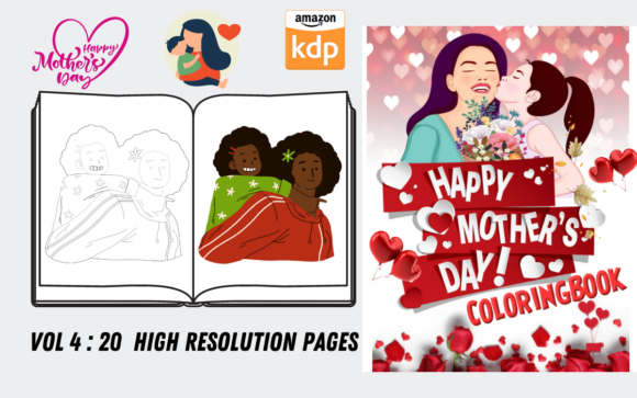 Mothers Day Coloring Page Vol 4: A Versatile Graphic for Content Creators