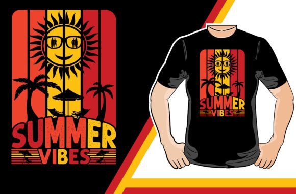 Summer Vibe T-shirt Design Graphics for Print Templates