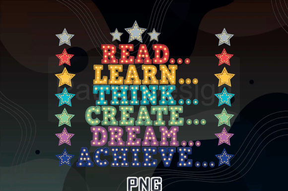 Teacher Read Learn Think Create PNG for Graphic Design Projects