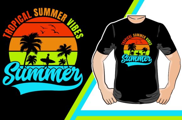 Tropical Summer Vibes T-shirt Design Graphics for Print Templates